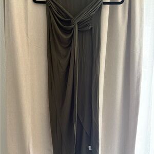 Elegant Olive Green Draped Dress